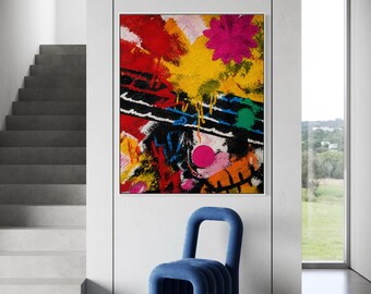 Rindo da Morte 3 - Impressão de Arte Expressionista Abstrata Digital, Arte de Parede Moderna e Colorida, Download Contemporâneo para Impressão