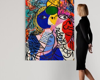 Whisper Abstract Faces Printable Wall Art, Colorful Abstract Portrait, Modern Digital Download, Contemporary Wall Decor Print
