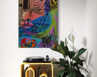 Visitors 3 Abstract Faces Printable Wall Art, Surreal Abstract Portrait, Digital Download, Modern Contemporary Wall Decor