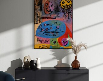 Visitors 1 Abstract Faces Printable Wall Art, Surreal Abstract Portrait, Digital Download, Modern Contemporary Wall Decor