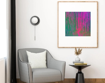 Abstract Square Print, Pink Green Blue Modern Artwork (Digital Download)