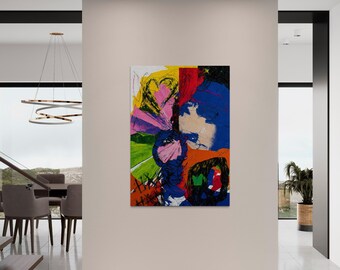 Overthinking 2 Digital Abstract Expressionist Art Print, Colorful Contemporary Wall Art, Modern Printable Download