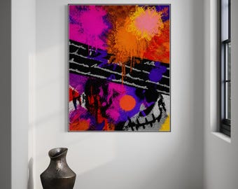 Rindo da Morte 2 - Impressão de Arte Expressionista Abstrata Digital, Arte de Parede Moderna e Colorida, Download Contemporâneo para Impressão