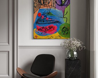 Visitors 4 Abstract Faces Printable Wall Art, Surreal Abstract Portrait, Digital Download, Modern Contemporary Wall Decor