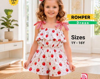 Naaipatroon voor een meisjesrompertje (PDF) | Patroon voor een speelpakje met ruches | Zomeroutfit voor kinderen | Jurkje voor baby's en peuters (DIY) | Eenvoudig naaien | Direct downloaden