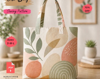 Cute Mini Tote Bag Sewing Pattern PDF | Canvas Tote Bag DIY | Everyday Shoulder Bag Pattern | Small Tote Purse | Instant Download