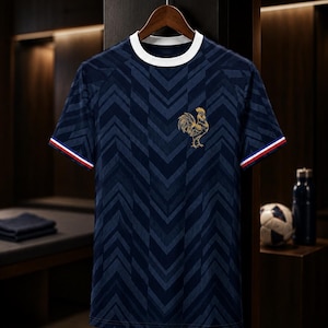 France Soccer Jersey: Golden Rooster All-Over Print Fan Shirt – Les Bleus Dark Navy Tee image 1