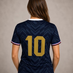 France Soccer Jersey: Golden Rooster All-Over Print Fan Shirt – Les Bleus Dark Navy Tee image 5