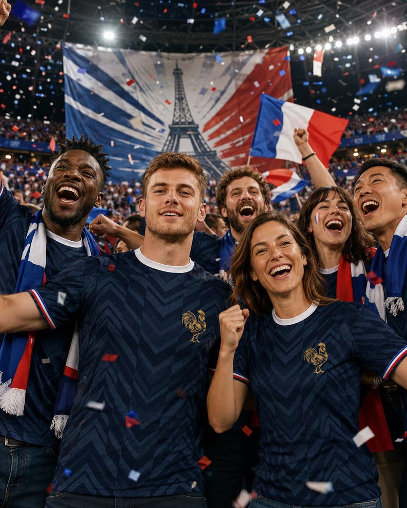 France Soccer Jersey: Golden Rooster All-Over Print Fan Shirt – Les Bleus Dark Navy Tee image 6