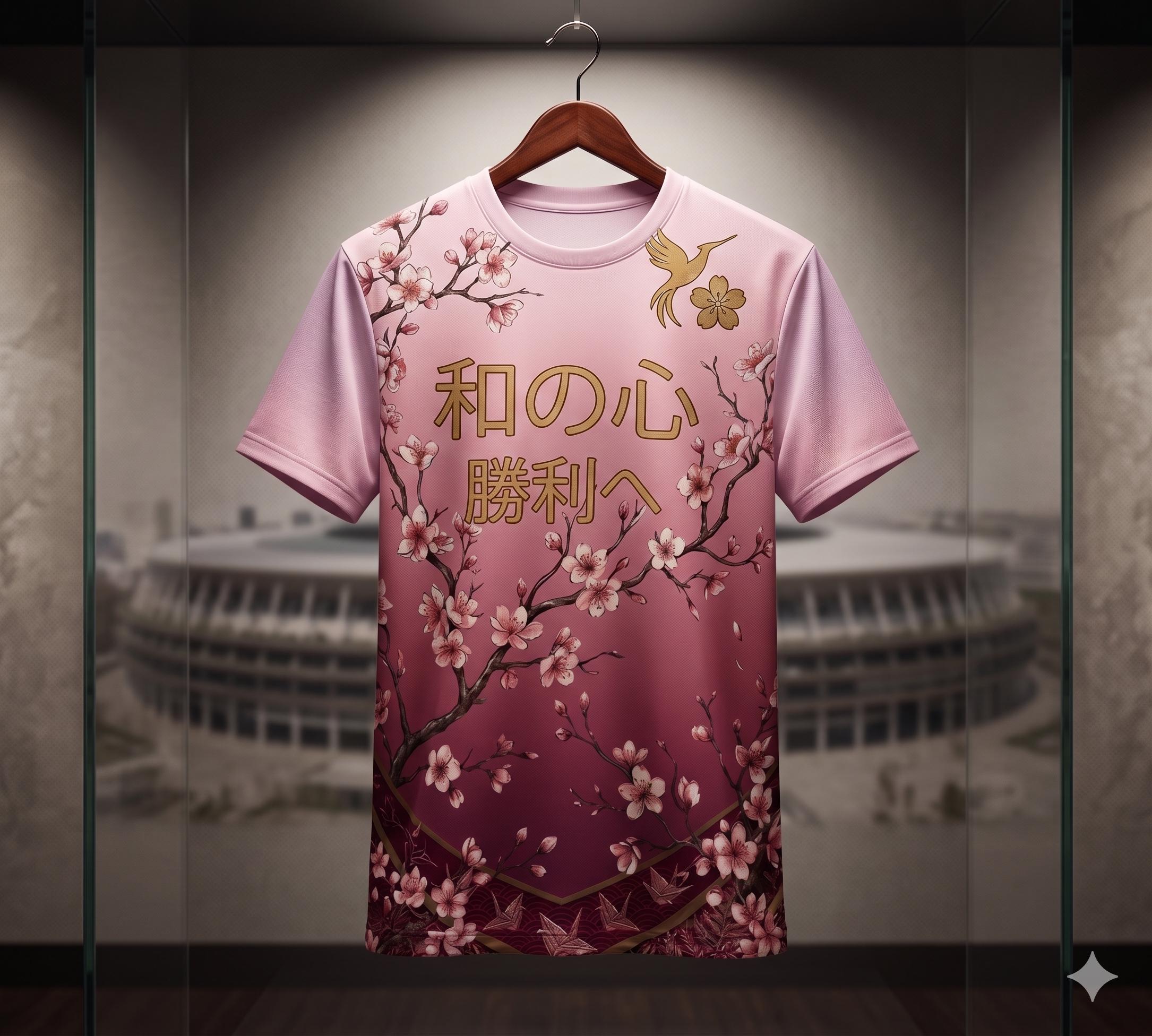 Japan Soccer Jersey: Sakura Cherry Blossom All-over Print Fan