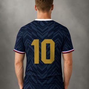 France Soccer Jersey: Golden Rooster All-Over Print Fan Shirt – Les Bleus Dark Navy Tee image 3