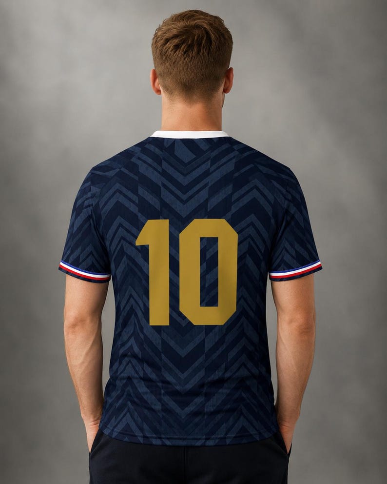 France Soccer Jersey: Golden Rooster All-Over Print Fan Shirt – Les Bleus Dark Navy Tee image 3