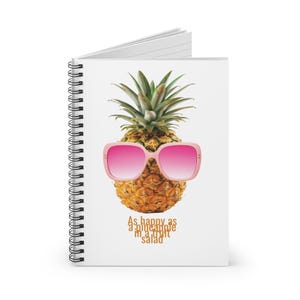 Pineapple Series with Pink Sunglasses Spiral Notebook | Ruled Journal