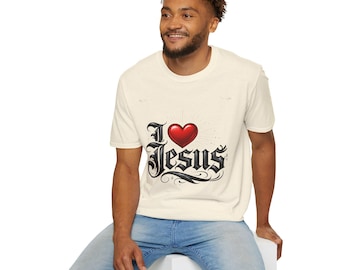 I Love Jesus T-shirt gotisch schrift christelijk geloof T-shirt