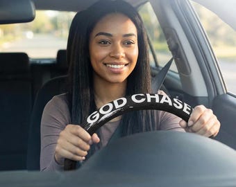 God Chaser Car Steering Wheel Cover | Black White Urban Splash