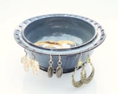 Blue Glazed Stoneware Jewelry Organizer - Ready to Ship