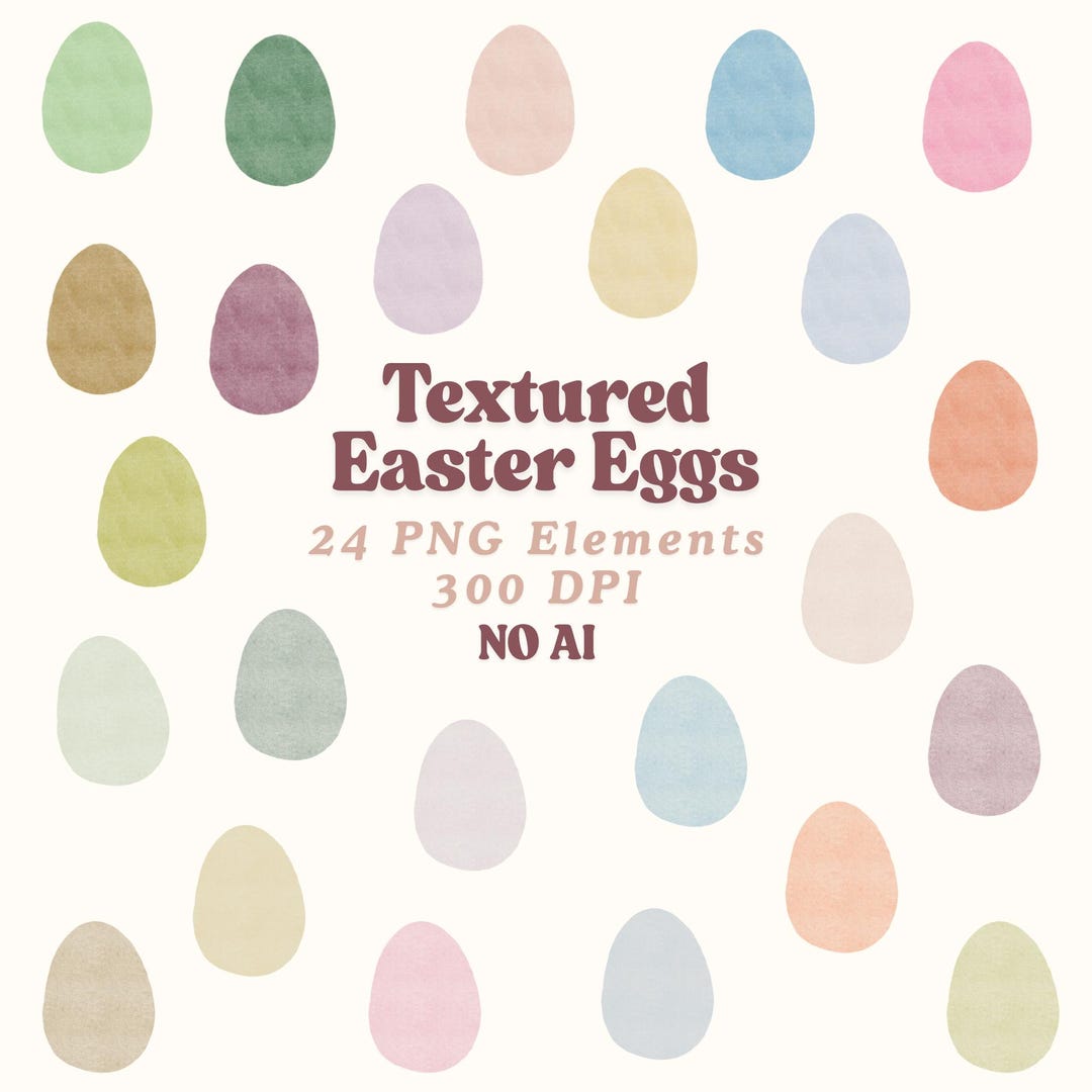 Solid Easter Texture 24 Textured Easter Egg PNG Files, Digital Clipart for Easter Crafts ...
