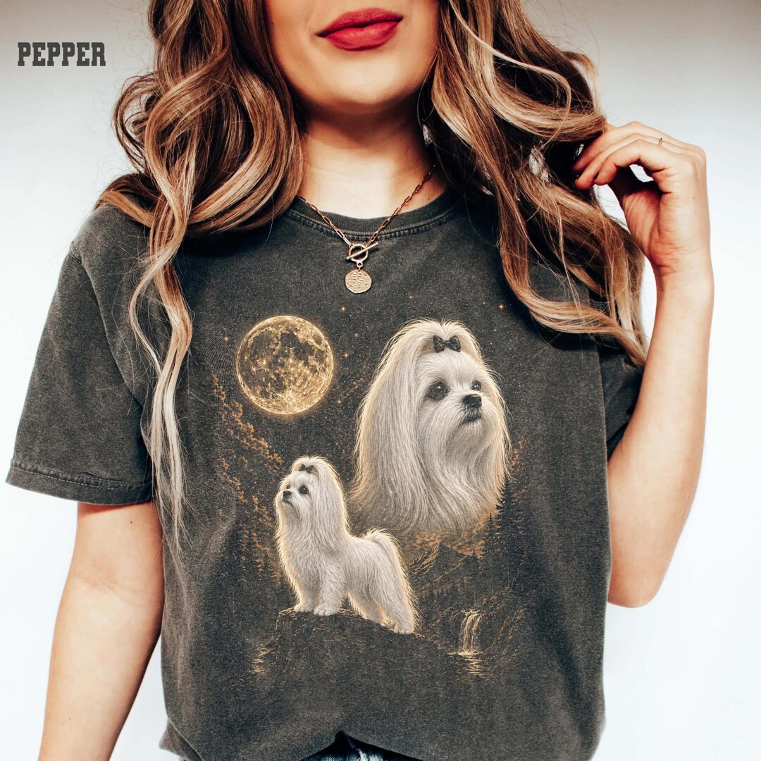 Vintage Maltese Shirt, Maltese Mom Tee, Maltese Howling to the Moon ...