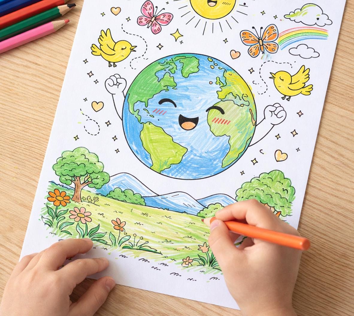 Earth Day Coloring Pages for Kids | Recycling, Nature, Save Earth ...
