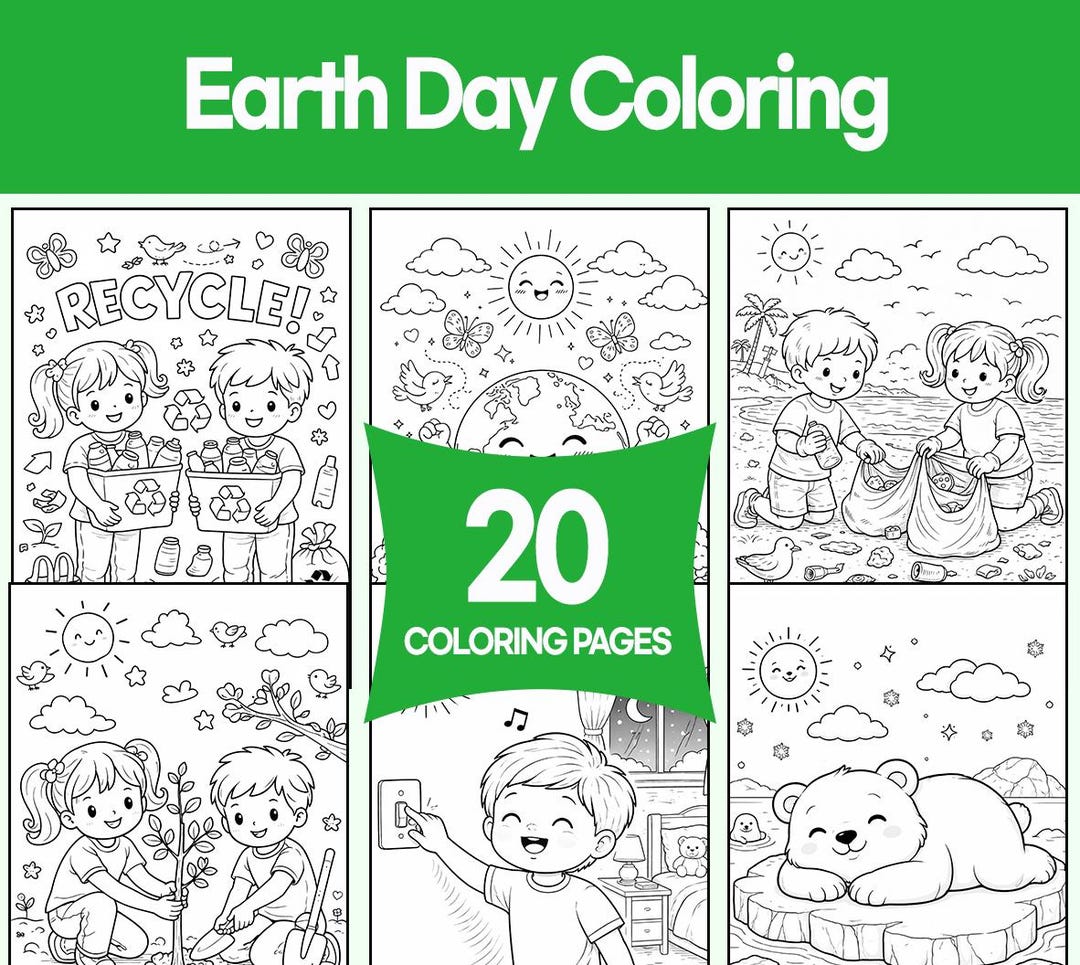 Earth Day Coloring Pages for Kids | Recycling, Nature, Save Earth ...