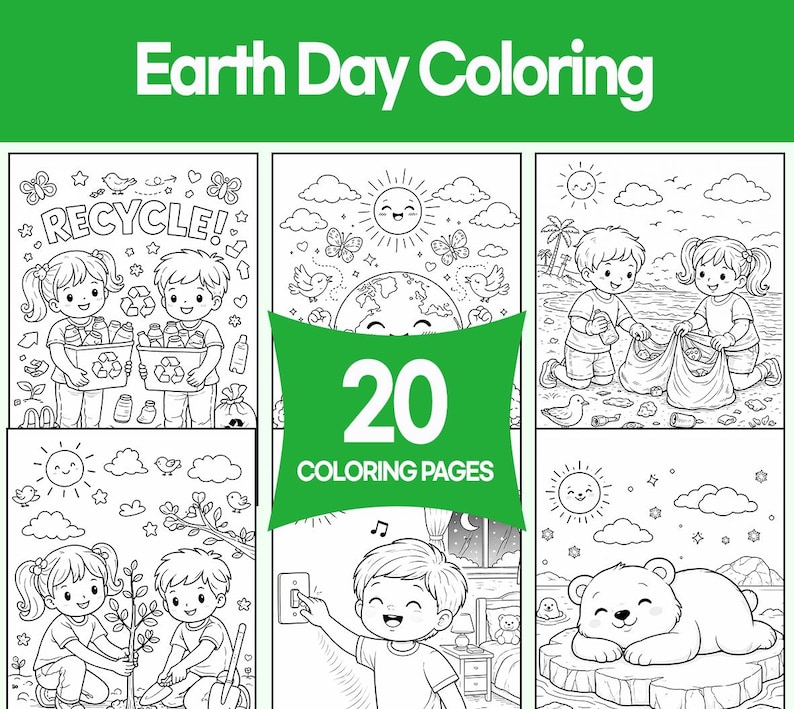 Earth Day Coloring Pages for Kids | Recycling, Nature, Save Earth ...