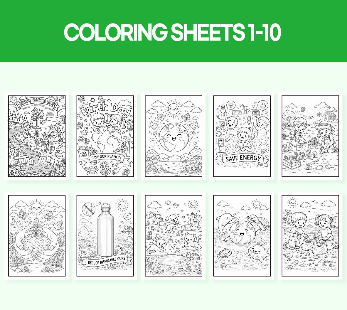 Earth Day Coloring Pages for Kids | Recycling, Nature, Save Earth ...