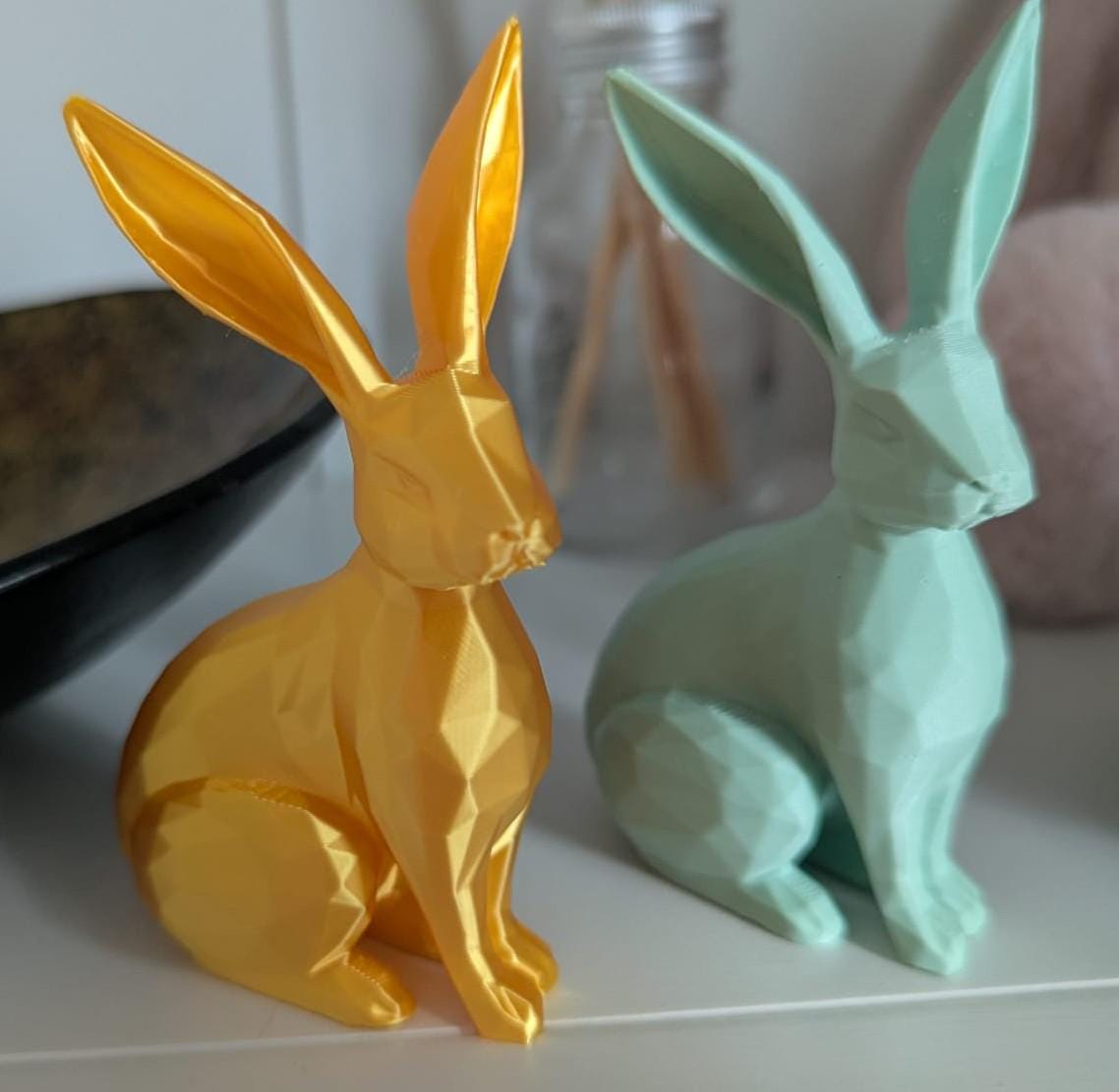 Geometric Glass Rabbit 3D Printed - Geometric Rabbit Statue - Etsy