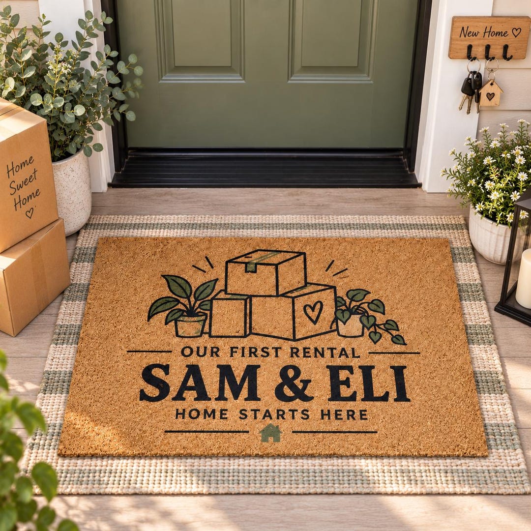 Personalized Our First Rental Doormat, Couple Names Welcome Mat, New ...