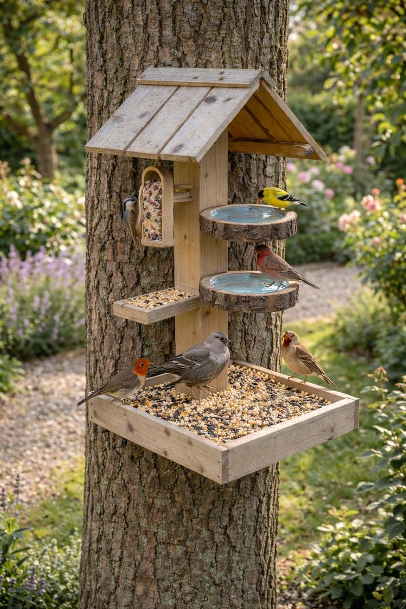 Rustic Multi-tier Bird Feeder House Woodworking Plan (digital Download ...