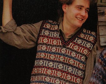 Fair Isle Slipover Knitting Pattern PDF | Vintage Sleeveless Vest | Traditional Mens Tank Top Sweater | Digital | Shetland Wool Knit Pattern