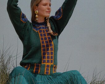 Byzantine Sweater Knitting Pattern PDF | Mosaic Colourwork Jumper | Vintage Geometric Sweater | Melinda Coss Knit | Digital Download