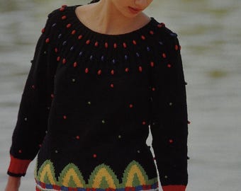 Cleopatra Sweater Knitting Pattern PDF | Beaded Egyptian Jumper | Vintage Statement Colourwork Sweater | Guide Knit | Digital