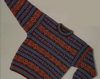 Breipatroon voor een Fair Isle trui (PDF) | Traditionele trui met kleurpatroon | Vintage Scandinavische trui | Unisex Fair Isle breisel | Digitale download