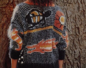 Folk Art Mohair Jacket Knitting Pattern PDF | Abstract Colourwork Cardigan | Vintage Statement Jacket | Slip Stitch Knit | Digital Download
