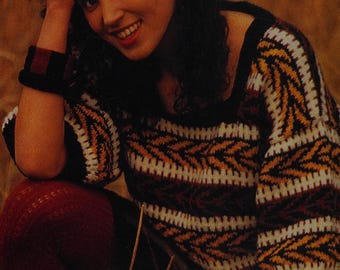 Trailing Leaf Sweater Knitting Pattern PDF | Vintage Fair Isle Jumper | Chevron Zigzag Colourwork Sweater | Digital | Double Knit Pattern