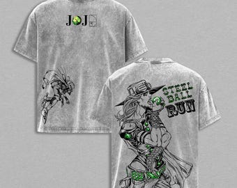 JoJo Steel Ball Run Gyro Zeppeli Graphic Tee, Washed Cotton Streetwear Shirt
