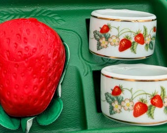 Vintage Avon Strawberry Napkin Ring and Soap | Vintage Home Decor