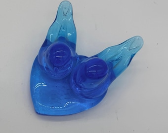 Vintage Leo Ward "Two Bluebirds of Happiness on Heart Base" | Blue Birds | Glass Bird | Cobalt Blue Glasss