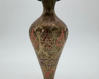 Vintage Brass Floral Etched Vase | Brass Vase | Boho Chic | Vintage Home Decor
