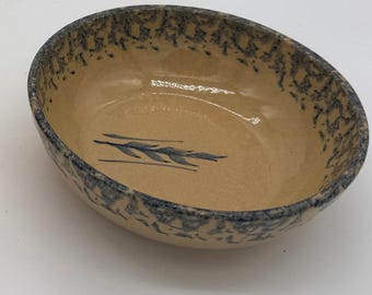 Robinson Ransbottom Blue Wheat Spongeware Bowl | Pottery | Vintage Pottery