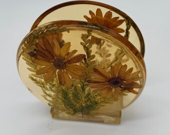 Sunflower 1970s Lucite Acrylic Napkin Holder