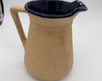 Vintage "Western" Style Stoneware Pitcher | Pitcher | Stoneware Pottery | Blue Glaze Pottery