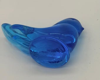 Vintage Leo Ward Bluebird of Happiness | Blue Glass | Bird Figurine | Glass