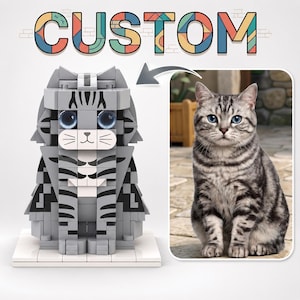 Custom Pet Mini Brick Building Blocks, Personalized Pet Photo Brick Sculpture, Handmade DIY Keepsake Gift for Pet Lovers & Pet Memorial