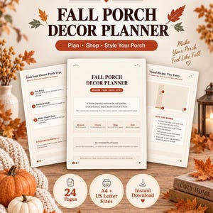 Fall Porch Decor Planner Printable, Autumn Porch Decorating Guide, Fall Home Decor Workbook, Porch Styling & Shopping Planner PDF