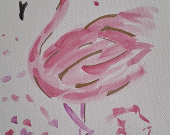 Acuarela de animales, flamenco rosa para la pared de la habitación del bebé, decoración para la habitación del bebé, regalo para baby shower, idea de regalo, decoración para habitaciones infantiles. PEQUEÑO FLAMINGO.