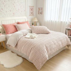 Duvet Cover Set 3pcs, Soft Textured Bedding Set, Minimalist Bedroom Decor