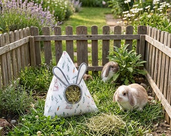 Rabbit Hay Feeder Bag Hanging Bunny Hay Rack Small Pet Feeding Bag Rabbit Cage Accessories