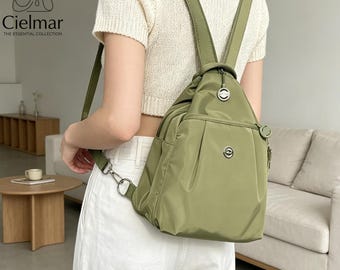 Mini Backpack Crossbody Bag, Lightweight Nylon Sling Bag, Anti-Theft Travel PurseLightweight Travel Daypack