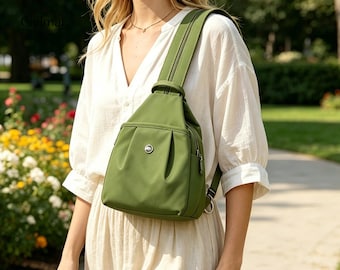 Mini Backpack Crossbody Bag, Lightweight Nylon Sling Bag, Anti-Theft Travel PurseLightweight Travel Daypack